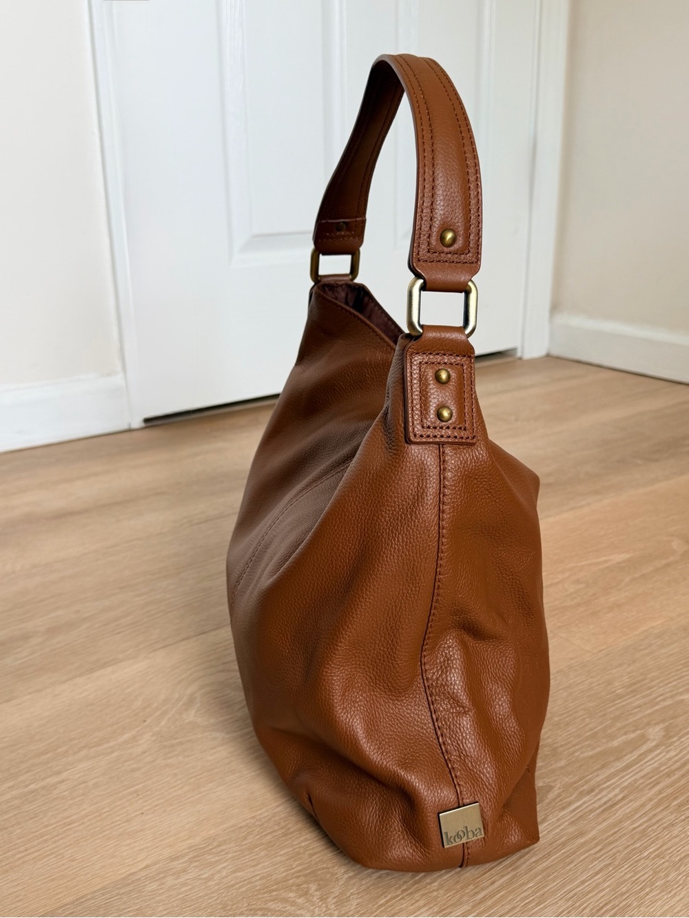 NWOT Vintage Y2K Kooba Pebbled Leather Hobo Bag Brown Slouchy Shoulder Tote - Picture 5 of 14